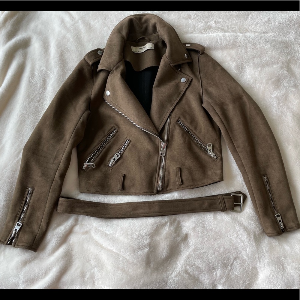 Zara Cropped Suede Moro Jacket